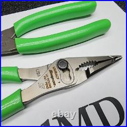 Snap-on Tools 2pc GREEN 7 Long Nose Slip-Joint Pliers & Diagonal Cutter LN46ACF