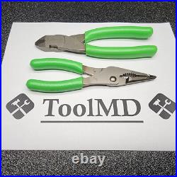 Snap-on Tools 2pc GREEN 7 Long Nose Slip-Joint Pliers & Diagonal Cutter LN46ACF