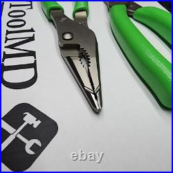 Snap-on Tools 2pc GREEN 7 Long Nose Slip-Joint Pliers & Diagonal Cutter LN46ACF