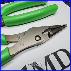 Snap-on Tools 2pc GREEN 7 Long Nose Slip-Joint Pliers & Diagonal Cutter LN46ACF