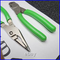 Snap-on Tools 2pc GREEN 7 Long Nose Slip-Joint Pliers & Diagonal Cutter LN46ACF