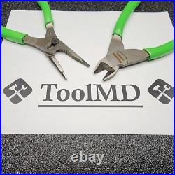 Snap-on Tools 2pc GREEN 7 Long Nose Slip-Joint Pliers & Diagonal Cutter LN46ACF
