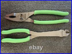 Snap on Tools Green Plier Set 312CF and 49ACF Large Cutters and Pliers