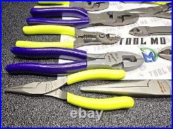 Snap-on Tools NEW 11pc HI VIS & PURPLE Themed Assorted Plier Cutter Set PWCS7ACF