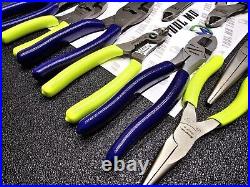 Snap-on Tools NEW 11pc HI VIS & PURPLE Themed Assorted Plier Cutter Set PWCS7ACF