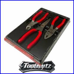 Snap-on Tools NEW PL306ACF RED 3 Piece Cold Forged Alloy Pliers Cutters Set USA