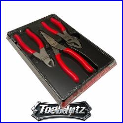 Snap-on Tools NEW PL306ACF RED 3 Piece Cold Forged Alloy Pliers Cutters Set USA