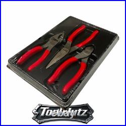 Snap-on Tools NEW PL306ACF RED 3 Piece Cold Forged Alloy Pliers Cutters Set USA