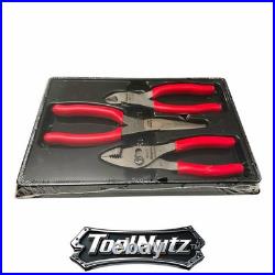 Snap-on Tools NEW PL306ACF RED 3 Piece Cold Forged Alloy Pliers Cutters Set USA