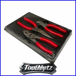 Snap-on Tools NEW PL306ACF RED 3 Piece Cold Forged Alloy Pliers Cutters Set USA