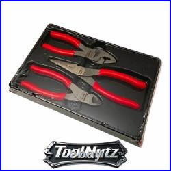 Snap-on Tools NEW PL306ACF RED 3 Piece Cold Forged Alloy Pliers Cutters Set USA