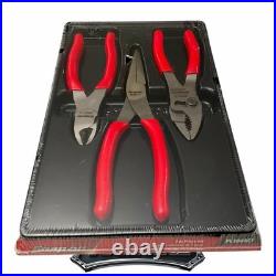 Snap-on Tools NEW PL306ACF RED 3 Piece Cold Forged Alloy Pliers Cutters Set USA