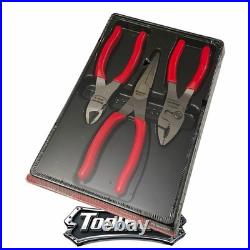 Snap-on Tools NEW PL306ACF RED 3 Piece Cold Forged Alloy Pliers Cutters Set USA