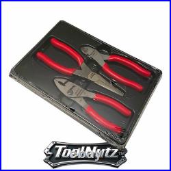 Snap-on Tools NEW PL306ACF RED 3 Piece Cold Forged Alloy Pliers Cutters Set USA