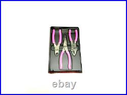 Snap-on Tools NEW PL306ACFP PINK 3 Piece Soft Grip Pliers / Cutters Set USA