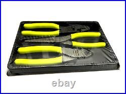 Snap-on Tools NEW PL307ACFHV HI-VIZ YELLOW 3pc Soft Grip Pliers / Cutters Set