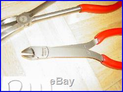 Snap-on Tools New Vector Edge Long Mini Cutters & 2 Used Long Needle Nose Pliers