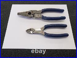 Snap-on Tools POWER BLUE 2pc Soft Grip 7 & 9 Wire Stripper Cutter Crimper Set