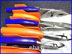 Snap-on Tools USA NEW 10pc Orange & PURPLE Assorted Plier / Cutter Set PWCS7ACF