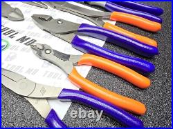 Snap-on Tools USA NEW 10pc Orange & PURPLE Assorted Plier Cutter Set PWCS7ACF