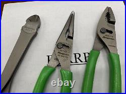 Snap-on Tools USA NEW 3pc GREEN Soft Grip LONG LEVERAGE Pliers Cutter Lot Set