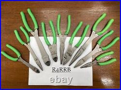 Snap-on Tools USA NEW 9 Piece GREEN Soft Grip Mixed Pliers Combo Cutter Lot Set