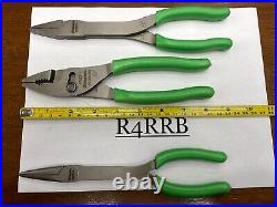 Snap-on Tools USA NEW 9 Piece GREEN Soft Grip Mixed Pliers Combo Cutter Lot Set
