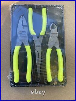Snap-on Tools USA NEW HIVIZ 3 Piece Soft Grip Pliers / Cutters Set PL307ACFHV