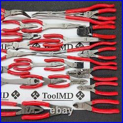 Snap-on Tools USA NEW MASSIVE 30pc RED Plier/Cutter/Stripper Set LN46ACF 915CP