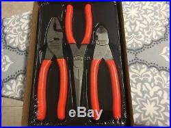 Snap on tools plier set 3 pc ORANGE combo needle nose edge cutters snap-on tools