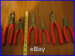 Snapon Tools 6 Piece Pliers Set Small & Large Side Cutters, Needle Nose, Pliers N