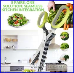 Stainless Steel 5 Blade Professional Shredding Scissors Sharp Herb Kitchen Tool
