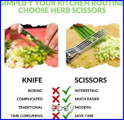 Stainless Steel 5 Blade Professional Shredding Scissors Sharp Herb Kitchen Tool
