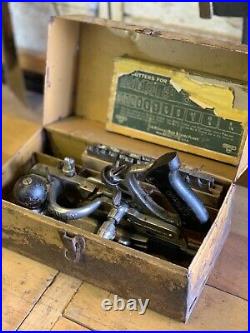Stanley 45 Combination Plane Original Tin Metal Box Complete Set Of Cutters