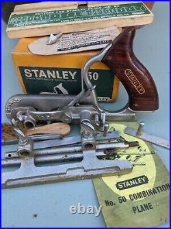 Stanley No 50 Combination Plough Plane Full Set of Cutters Box & Instructions