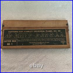 Stanley Universal Plane No. 55 Cutters Set No. 1 In Orig Wooden Box Comp Set Stanley Universal Plane No. 55 Cutters Set No. 1 In Orig Wooden Box Comp Set