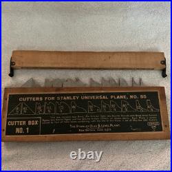 Stanley Universal Plane No. 55 Cutters Set No. 1 In Orig Wooden Box Comp Set Stanley Universal Plane No. 55 Cutters Set No. 1 In Orig Wooden Box Comp Set