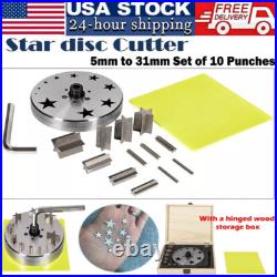 Star Shape Disc Cutter Set 10 Punches 5mm to 31mm Jewelry Sheet Dies with Handle