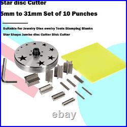 Star Shape Disc Cutter Set 10 Punches 5mm to 31mm Jewelry Sheet Dies with Handle