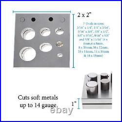 The Beadsmith Steel Oval Disc Cutter Set with 7 Punches and Die. Tool for Cut