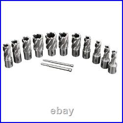 US STOCK HSS Annular Cutter Set 11pcs Cutting Depth 1'' with 2pcs pilot bit