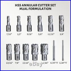 US STOCK HSS Annular Cutter Set 11pcs Cutting Depth 2'' with 2pcs pilot bit