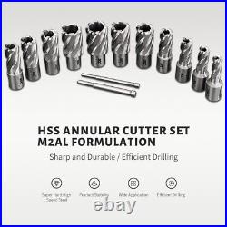 US STOCK HSS Annular Cutter Set 11pcs Cutting Depth 2'' with 2pcs pilot bit