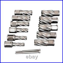 US Stock 1 Depth HSS Annular Cutter Set 13pcs 3/4 Shank 7/16 to 1-1/16 Dia