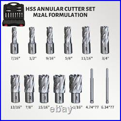 US Stock 1 HSS Annular Cutter Set 13pcs for Mag Drill Press 7/16 to 1-1/16 Dia