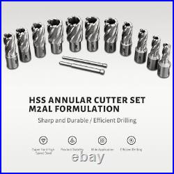 US Stock 1 HSS Annular Cutter Set 13pcs for Mag Drill Press 7/16 to 1-1/16 Dia