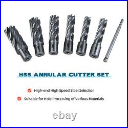 US Stock 2 HSS Annular Cutter Set 7pcs for Mag Drill Press 9/16 to 1-1/16 Dia