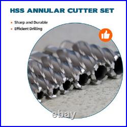 US Stock 2 HSS Annular Cutter Set 7pcs for Mag Drill Press 9/16 to 1-1/16 Dia