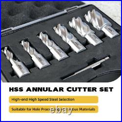 USA 6pc Annular Cutter 3/4 Weldon Shank 9/16 1-1/16 Magnetic Drill Bit 1 Depth