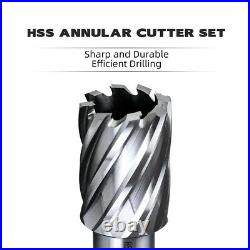 USA 6pc Annular Cutter 3/4 Weldon Shank 9/16 1-1/16 Magnetic Drill Bit 1 Depth